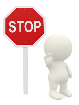 3D guy with a stop sign - isolated over a white background
