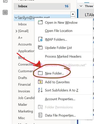 New folder outlook
