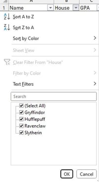 filter by house